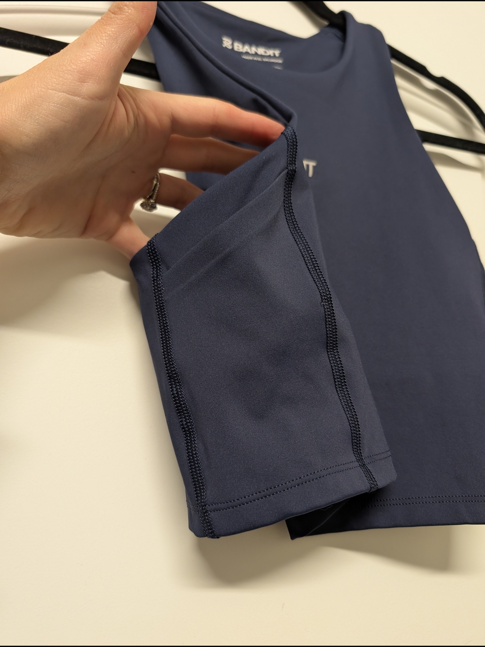 Navy High-Neck Sports Crop Top - Picture 4 of 8